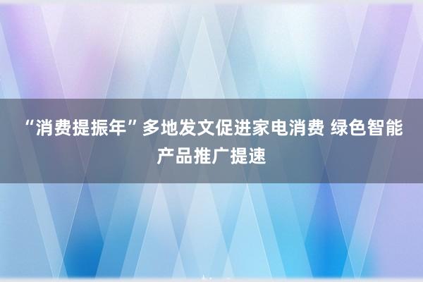 “消费提振年”多地发文促进家电消费 绿色智能产品推广提速