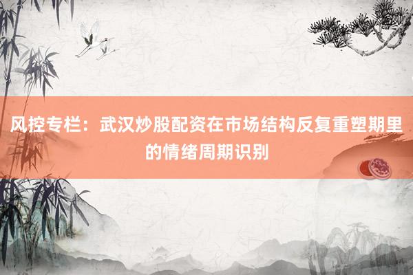 风控专栏：武汉炒股配资在市场结构反复重塑期里的情绪周期识别