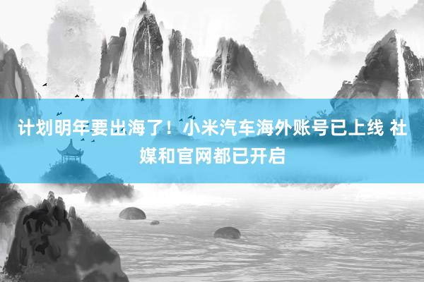计划明年要出海了！小米汽车海外账号已上线 社媒和官网都已开启