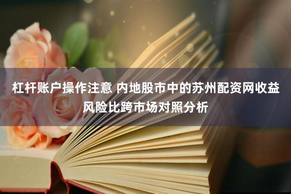 杠杆账户操作注意 内地股市中的苏州配资网收益风险比跨市场对照分析