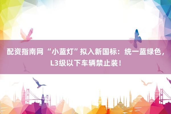 配资指南网 “小蓝灯”拟入新国标：统一蓝绿色，L3级以下车辆禁止装！